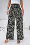 Allover Print Pockets Elastic Band Belt Pant