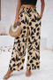 Allover Print Pockets Elastic Band Belt Pant