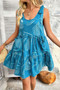 Abstract Printed Round Neck Pockets A-Line Dress