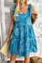 Abstract Printed Round Neck Pockets A-Line Dress