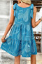Abstract Printed Round Neck Pockets A-Line Dress