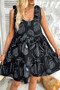 Abstract Printed Round Neck Pockets A-Line Dress
