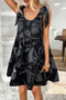 Abstract Printed Round Neck Pockets A-Line Dress