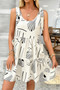 Abstract Printed Round Neck Pockets A-Line Dress