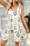 Abstract Printed Round Neck Pockets A-Line Dress