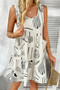 Abstract Printed Round Neck Pockets A-Line Dress