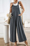Solid Wide Leg Pocketed Shoulder Tie Overalls