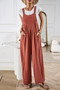 Solid Wide Leg Pocketed Shoulder Tie Overalls