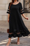 Plus Size Mesh Splicing Round Neck Long Dress​​