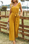 Solid V Neck Knot Shoulder Sleeveless Ruched Belt