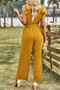 Solid V Neck Knot Shoulder Sleeveless Ruched Belt