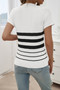 Round Neck Strip Knit Fit Short Sleeve Top
