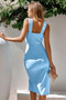 Solid Cross Bodycon Sleeveless Dress​