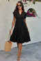 Solid V Neck Color Block Ruffle Hem Loose Dress