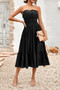 Solid Off Shoulder Elasit Waist Ruffle Dress​