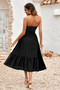 Solid Off Shoulder Elasit Waist Ruffle Dress​