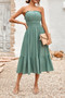 Solid Off Shoulder Elasit Waist Ruffle Dress​