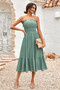 Solid Off Shoulder Elasit Waist Ruffle Dress​