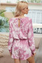 Tie Dye Round Neck Drawstring Romper