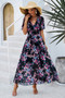 Boho Floral Print High Waist Band Fit Lined Dress​