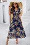 Boho Floral Print High Waist Band Fit Lined Dress​