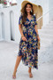 Boho Floral Print High Waist Band Fit Lined Dress​
