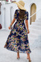 Boho Floral Print High Waist Band Fit Lined Dress​