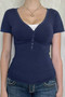V Neck Solid Lace Splicing Button Fitted Shirt