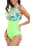Sleeveless Color Block Floral Fit Lace Swimsuits