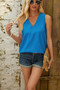 Solid V Neck Sleeveless Loose Fit Top