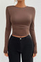 Plain Long Sleeve Open Back Slim Fit Top