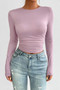 Plain Long Sleeve Open Back Slim Fit Top