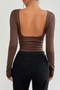 Plain Long Sleeve Open Back Slim Fit Top