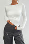 Plain Long Sleeve Open Back Slim Fit Top