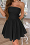 Solid Off Shoulder Tube Elastic Waist Dress