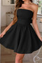 Solid Off Shoulder Tube Elastic Waist Dress