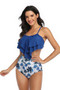 Print Sleeveless Ruffle Push Up High Waisted Bikini