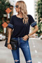 Round Neck Loose Fit Frill Trim Tee​