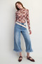 Fur Bottom Hem Washed Stretch Denim Pants​