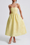 A Line Strapless Jacquard Satin Embroidery Dress