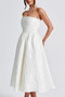 A Line Strapless Jacquard Satin Embroidery Dress