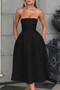 A Line Strapless Jacquard Satin Embroidery Dress