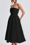A Line Strapless Jacquard Satin Embroidery Dress