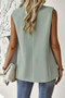 Sleeveless Solid Pockerts Button Front Open Suit