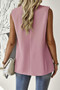 Sleeveless Solid Pockerts Button Front Open Suit