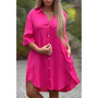 Plus A Line Button Loose Fit Pockets Solid Dress​