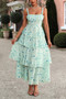Floral Sleeveless Tie Back Tiered Full Dress