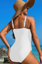 One Piece Color Block Lace High Cut Swimsuit