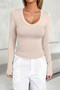 Plain V Neck Long Sleeve Fit T Shirt
