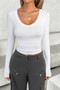 Plain V Neck Long Sleeve Fit T Shirt